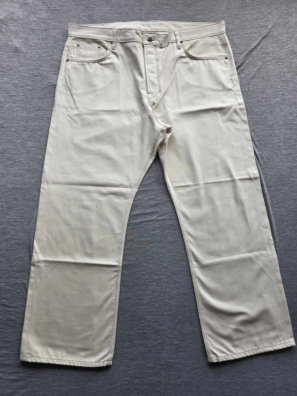 Railcar Fine Goods Ecru Selvedge Denim Jeans 46 Cinch Back Made in USA